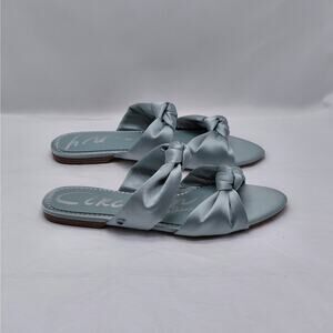 Sam Edelman Circus NY Womens Sandals 7.5 Blue Satin Bow Slides Feminine Coquette